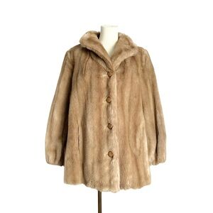 Vintage Style VI LTD Tissavel Tan Brown Faux Fur Short Coat Womens M